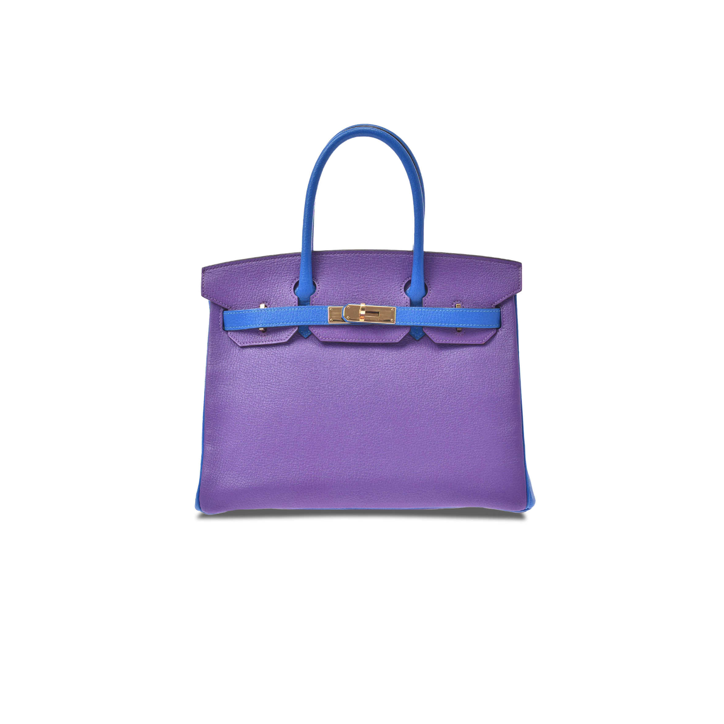 HERMÈS MASTER BIRKIN 30 TOGO LEATHER ANEMONE PURPLE WITH ELECTRIC BLUE GOLD BUCKLE BAG 800000091270000 (30*23*15cm)